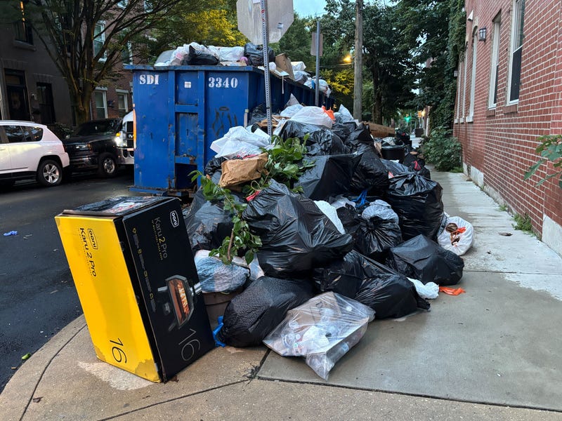 Trash piled up at 18th and Catherine streets in South Philadelphia