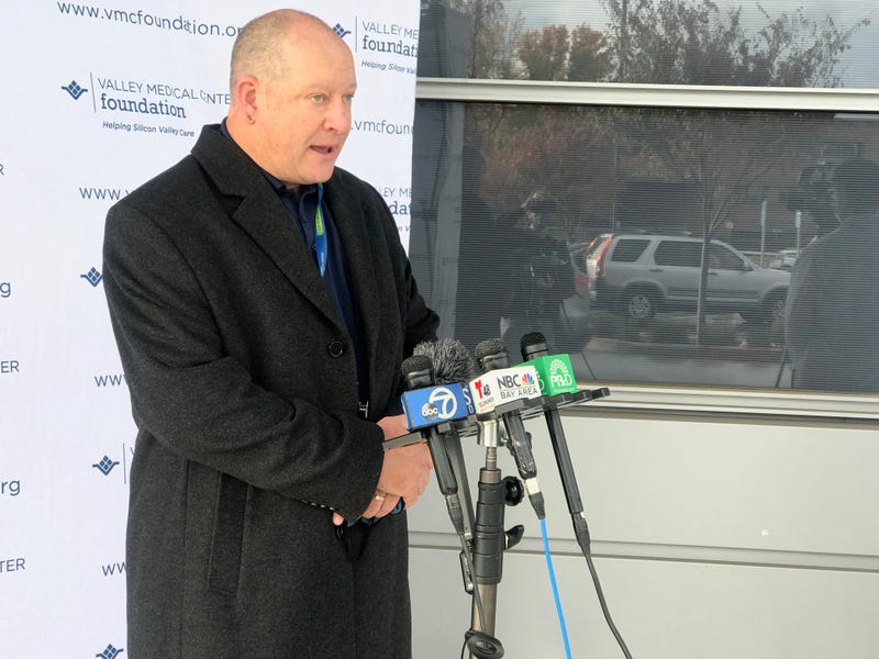 Chris Wilder, Valley Medical Center Foundation President and Executive Director, briefs the media Wednesday on the hospital's dire need for PPE.