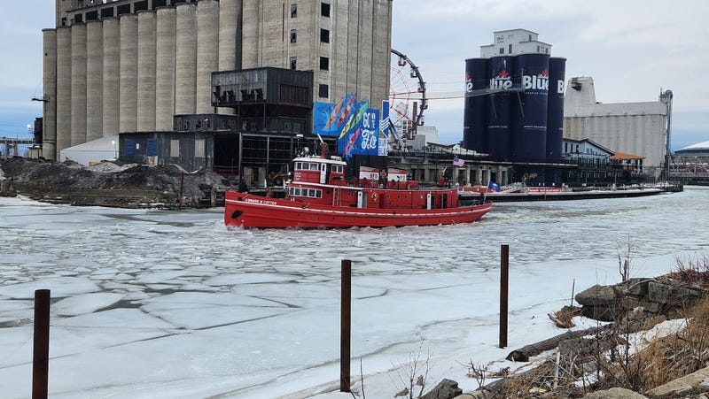 125 year old Fireboat Edward M. Cotter breaking up ice in the Buffalo River