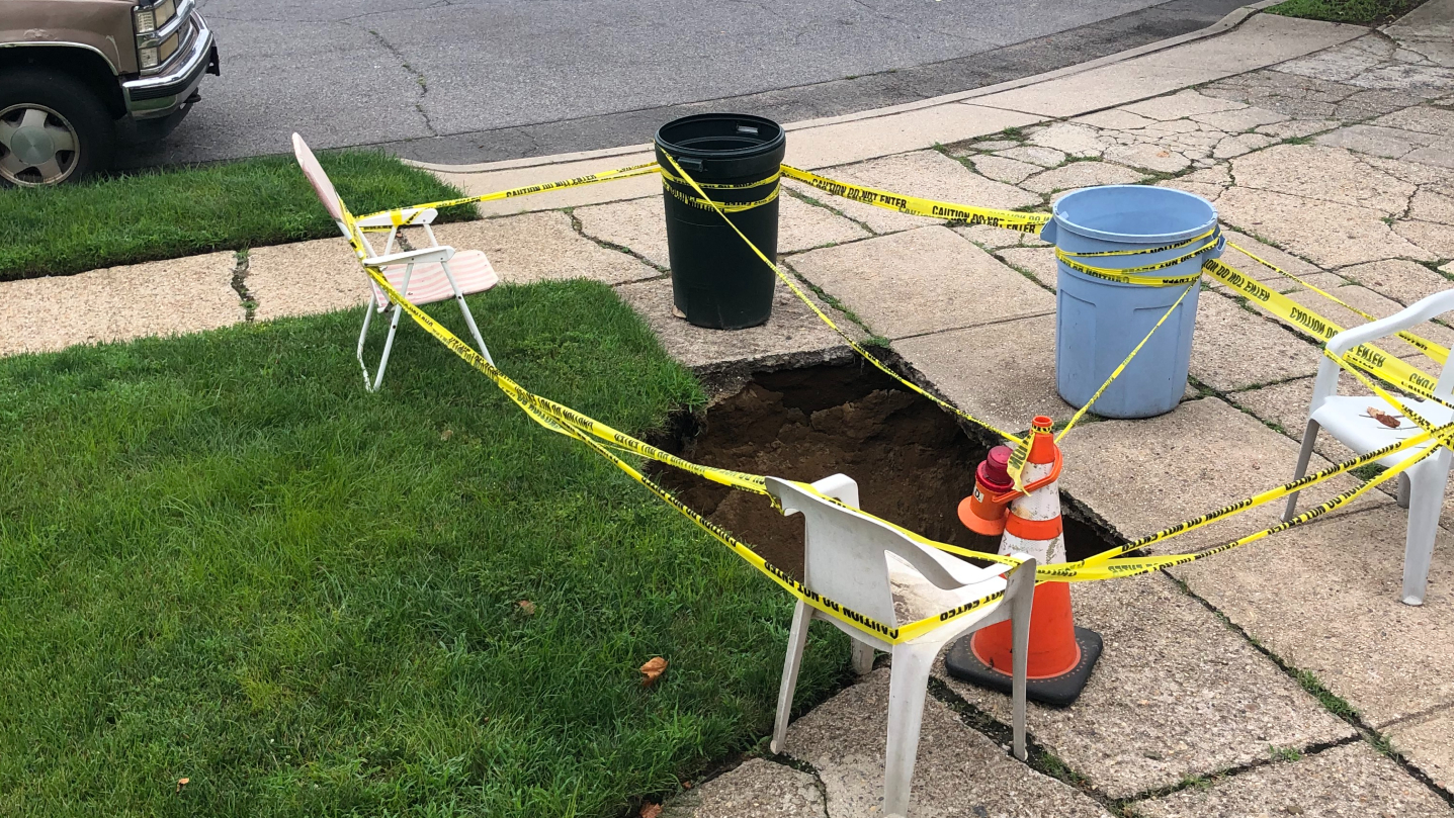 8-foot sinkhole opens up outside of Long Island home