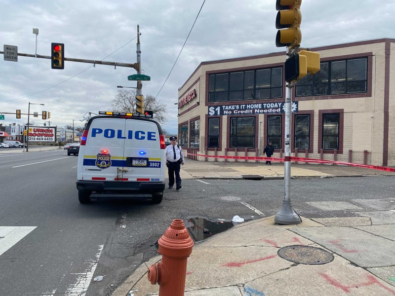 police at scene of shooting in Hunting Park