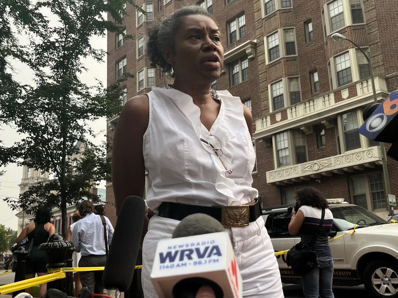 Winsome Earle-Sears speaking to press in the aftermath of Tuesday's shooting