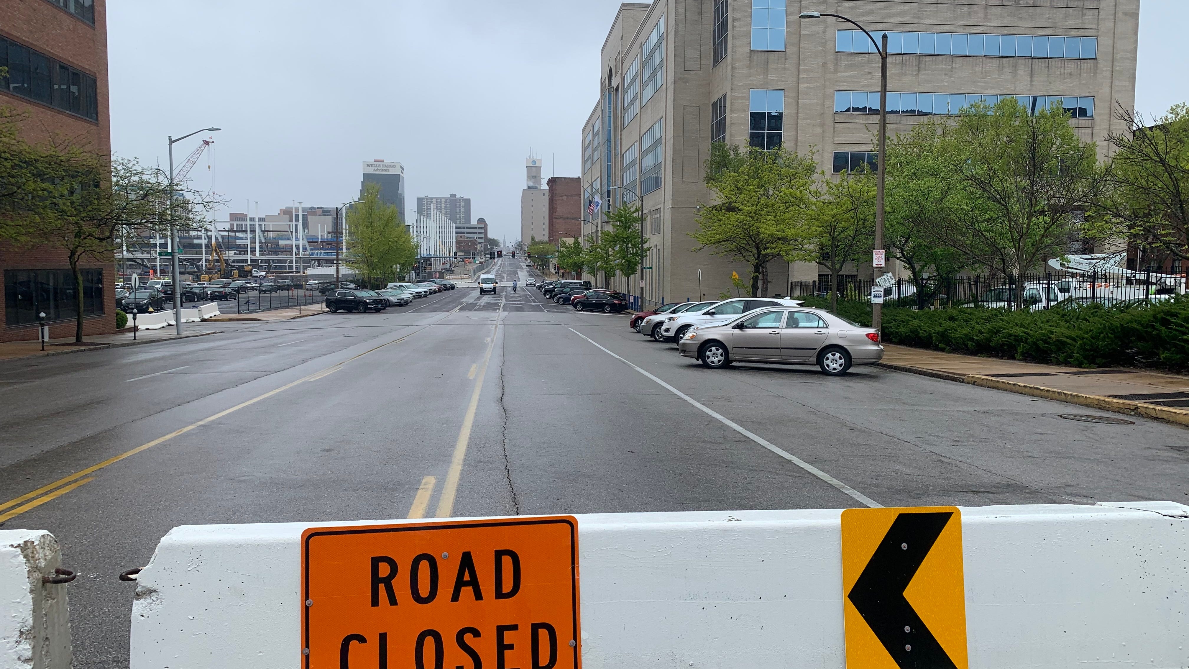 St. Louis Police set up barricades outside downtown headquarters