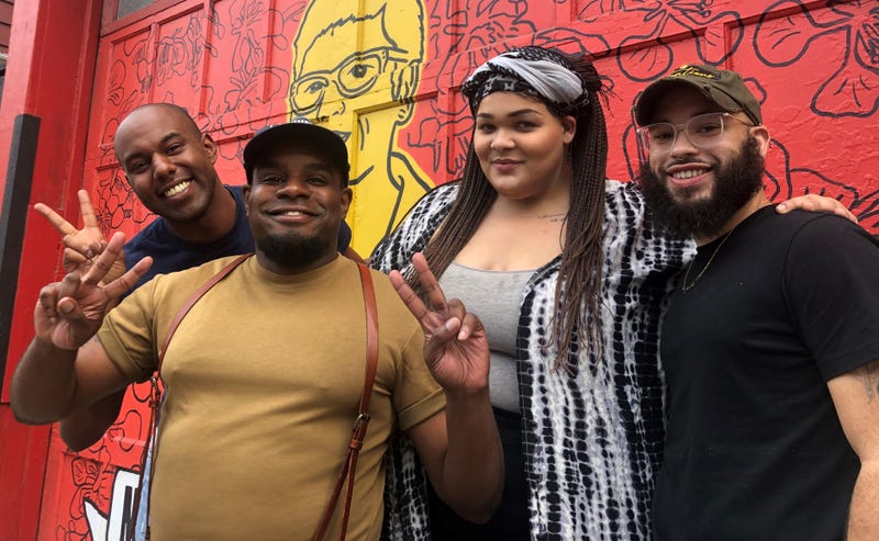 (left to right) Diamond Anthony, Tyrell Brown, Hazel Edwards and Jorian Rivera-Veintidos are Galaei's OURfest organizing team.
