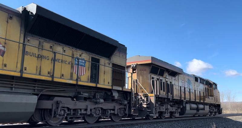 Train passing by Attica High School in Attica, N.Y. (4/7/2023)