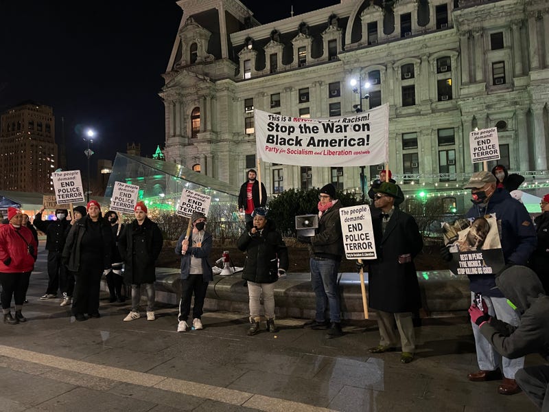 Protesters gathered Friday night at Philadelphia City Hall after the release of the video of Memphis police officers beating Tyre Nichols, who died days later.