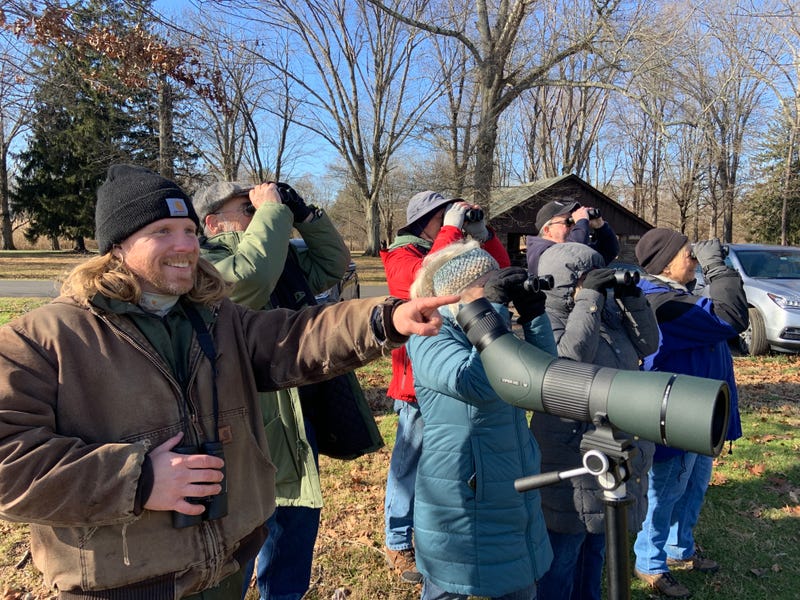 Matthew Truesdale (left) is an environmental education specialist with the Pennsylvania Department of Conservation of Natural Resources. He took birdwatchers as part of the Audobon Society's Christmas Bird Count at Washington Crossing Historic Park in Bucks County.
