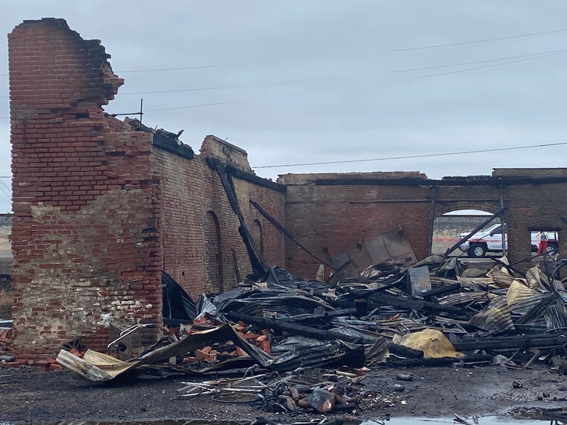Interior of burned historic building. 