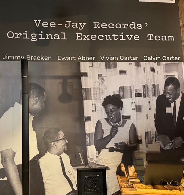 Vee Jay's founders as shown on the back wall of Overflow Coffee, 1449 S. Michigan