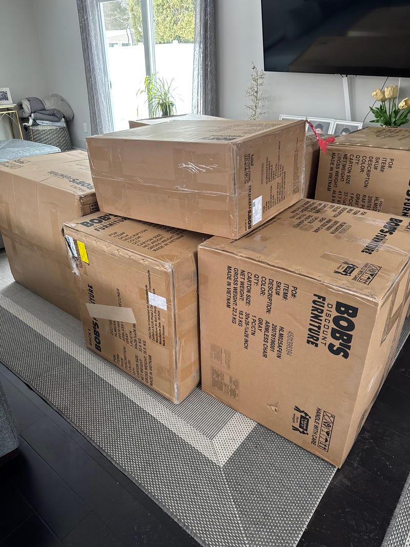 Kendra's Couch In Boxes