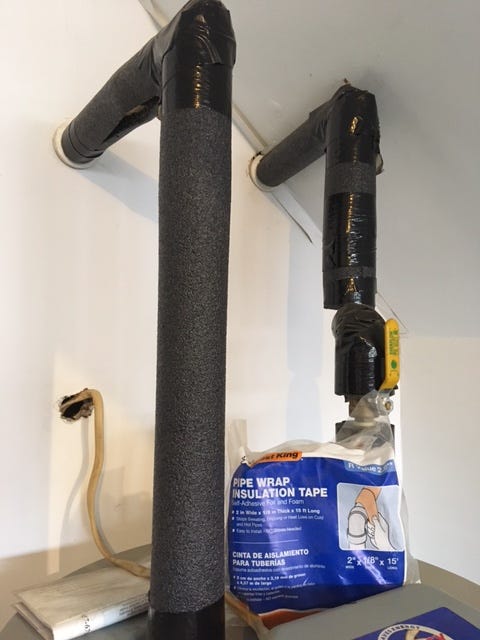 Help keep pipes from freezing by giving them a "blanket" of insulation.