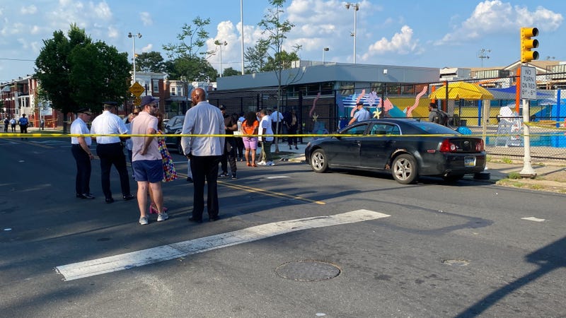 Police and neighbors surround the Christy Rec Center in West Philly following a Wednesday afternoon shooting.