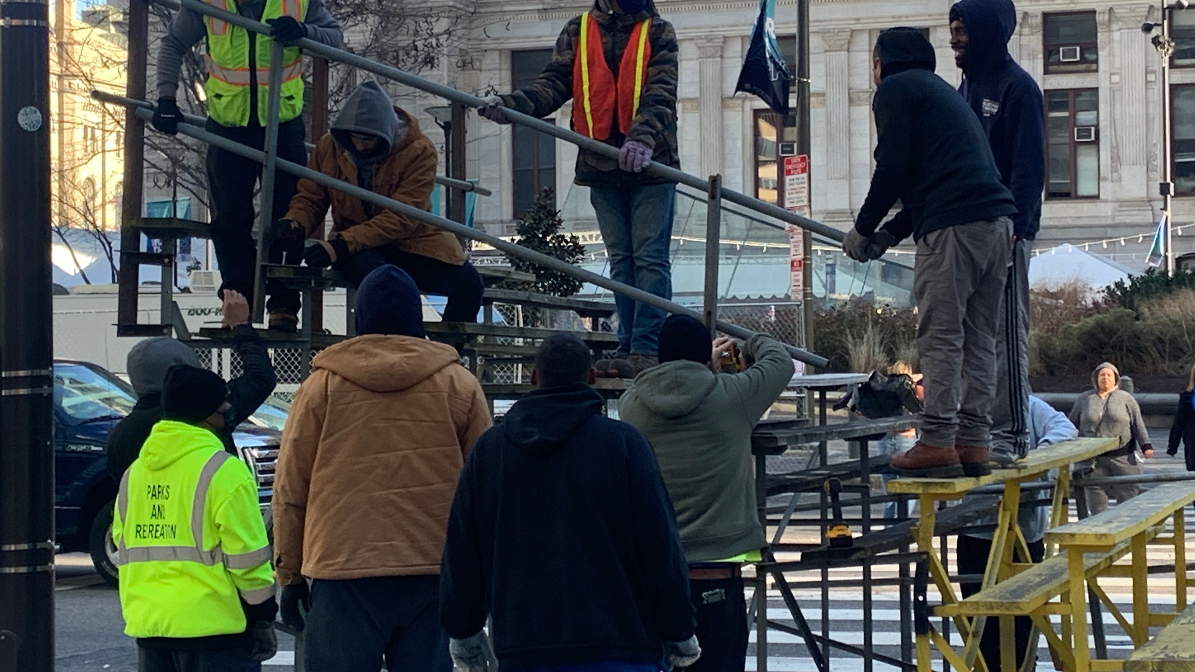 Hammering out last-minute details for the 123rd Philadelphia Mummers Parade