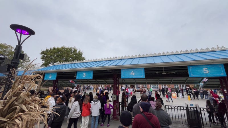 Crowds line up for a Fight Fest night at Six Flags St. Louis in 2025