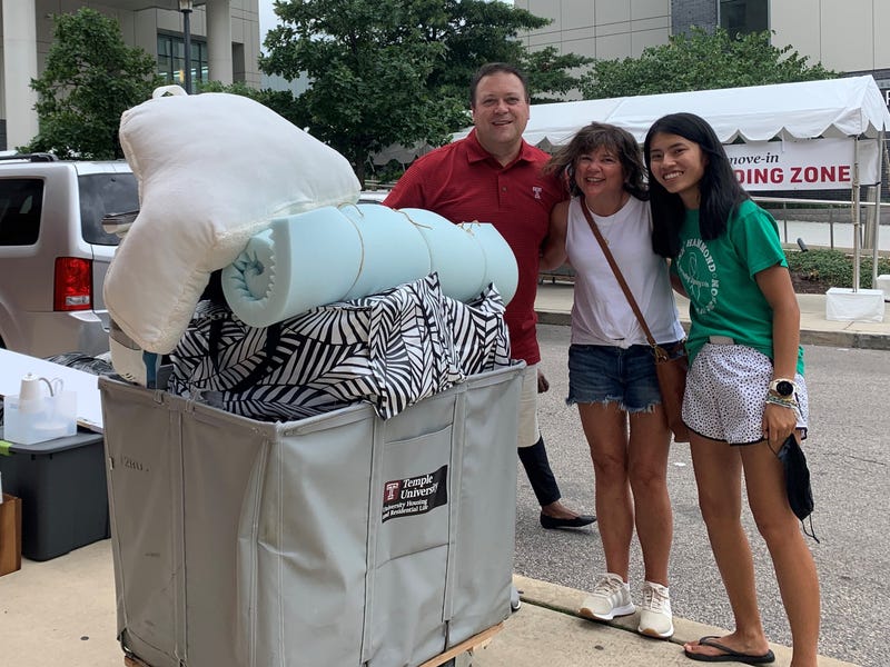 Lilly Bernard and her family, moving her into her dorm at Temple University.