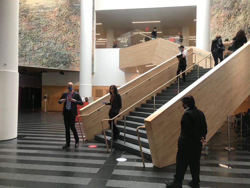 The inside of the SF MOMA atrium.