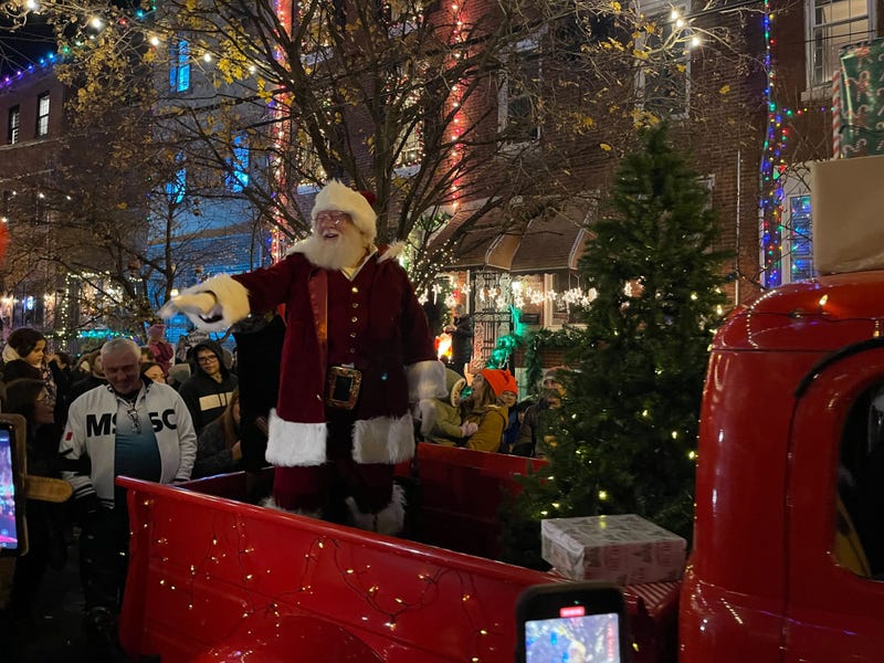 Santa Claus helps get the party started on S. 13th Street.