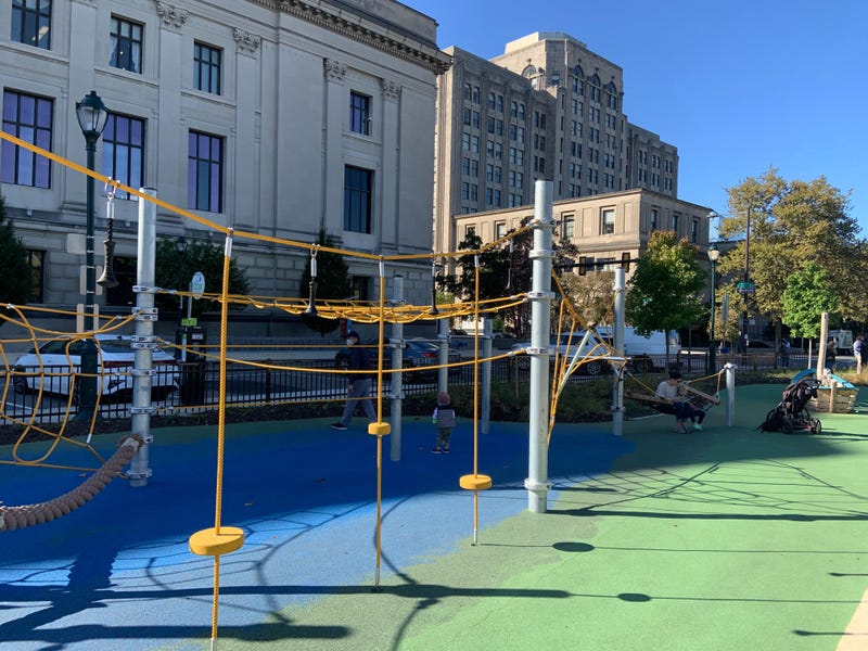 Winter Street Greenway dog run and playground in Logan Square