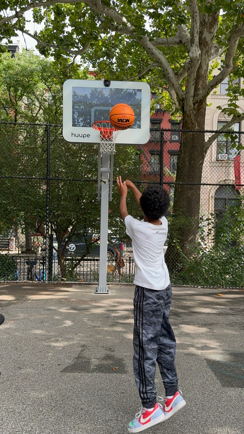A new smart hoop was installed in Tompkins Square Park in Manhattan's East Village neighborhood this week.