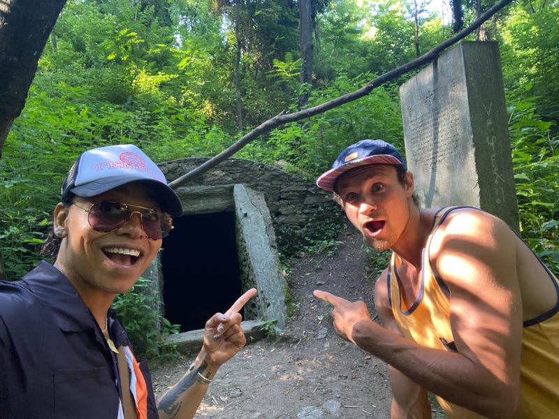 Shara Dae Howard and Jacob Patrick Ellis find the Hermit's Cave.