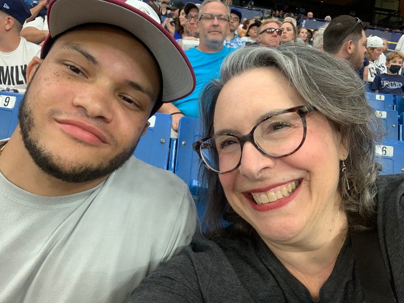 Wendy Rose (right) and her son, Ethan Green, at Tropicana Field in St. Petersburg, Florida.