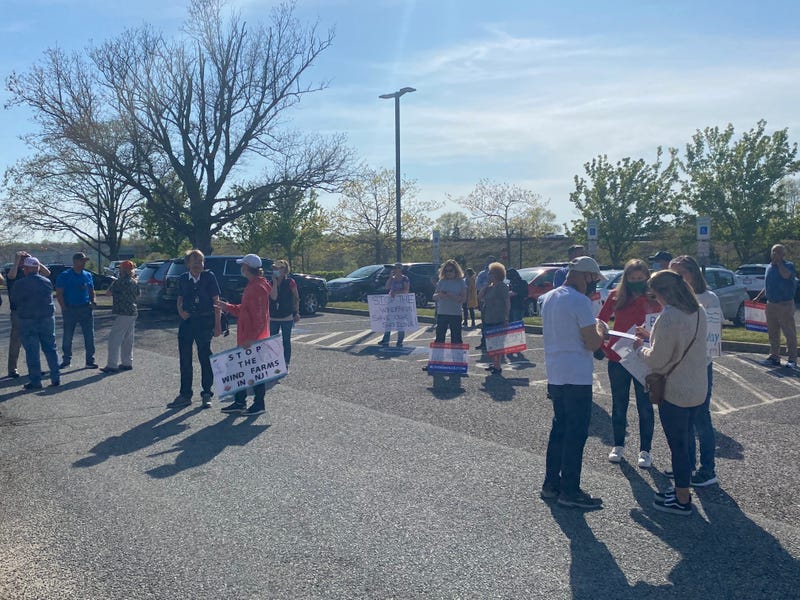 Protests at Cape May Courthouse about the Jersey shore wind farm.