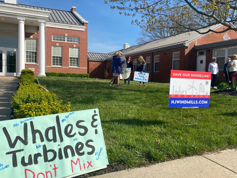 Protests at Cape May Courthouse about the Jersey shore wind farm.