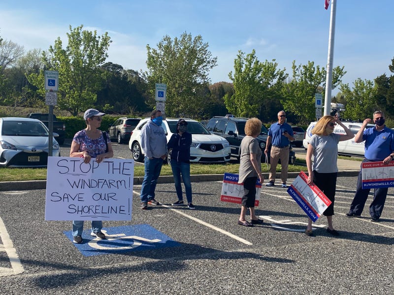 Protests at Cape May Courthouse about the Jersey shore wind farm.
