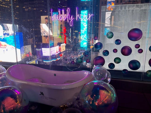 “Bubbles Over Broadway” at The Perch, on the eighth floor of the New York Marriott Marquis
