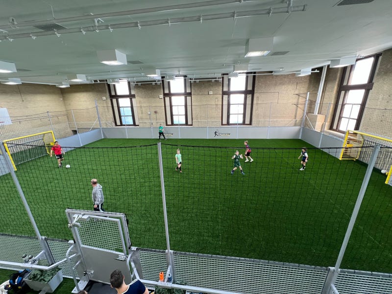 The soccer space will hold up to 600 people per game