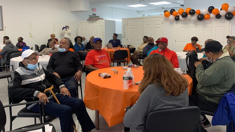 Inside the West Oak Lane Senior Center, where a COVID-19 and flu vaccine clinic was set up Thursday.