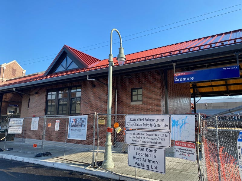 Ardmore Station on March 21, 2026, fenced off from construction 