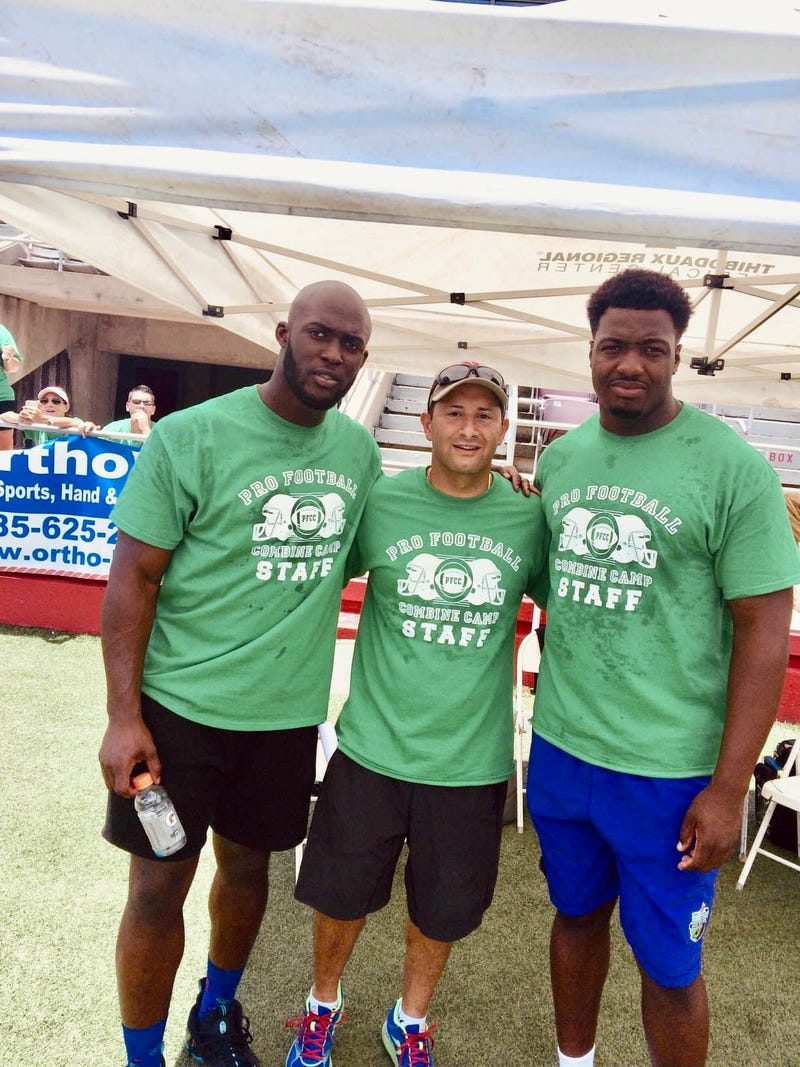 Leonard Fournette, Dr. David Elias, and Kendell Beckwith at Pro Football Camp
