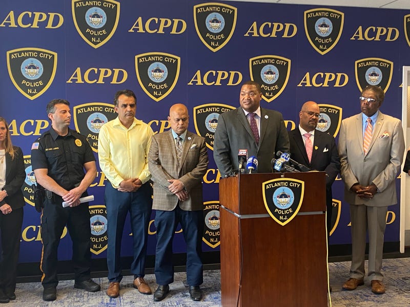 A news conference about fighting recent crime in Atlantic City.