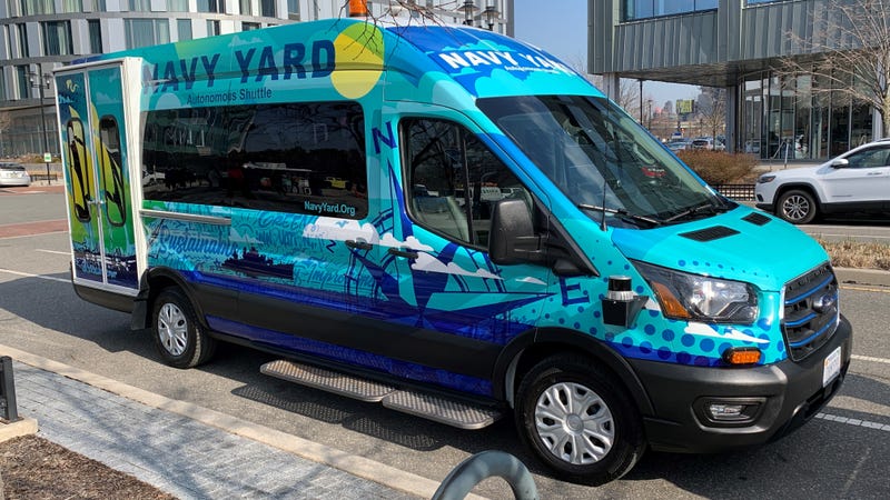 Self-driving shuttle at the Philadelphia Navy Yard