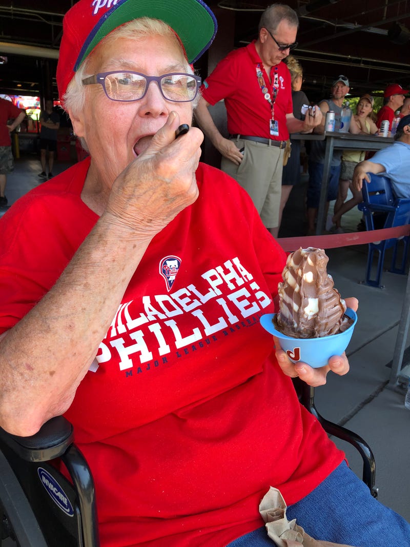 Woman eating ice cream
