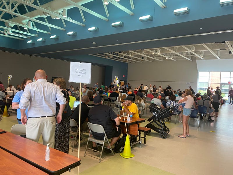 A post-flood community resource fair at Keystone Elementary School in Croydon.