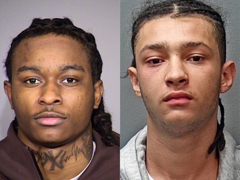 Investigators are searching for 21-year-old Anthony Hunter Jr. (left) and 20-year-old Xavier Hirsch, who are accused in the April shooting death of William “Liam” Bailey.