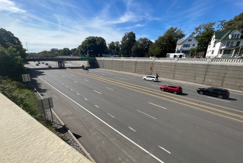 Traffic on Route 33 or Kensington Expressway, heading south toward downtown Buffalo.