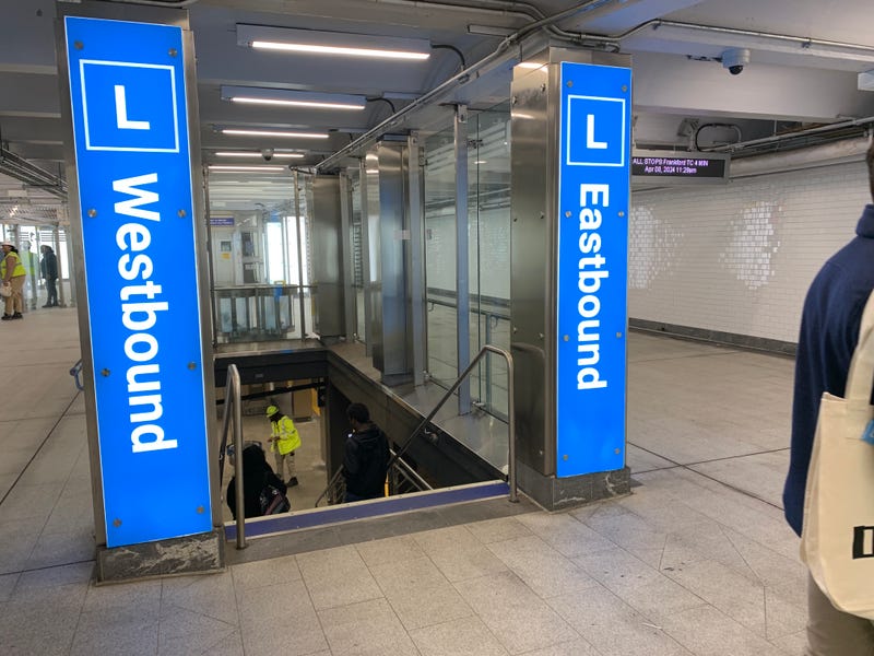 The station has new signage, with a blue “L” representing SEPTA’s first use of its new wayfinding designation for the Market-Frankford Line. A green “T” now represents trolley lines.