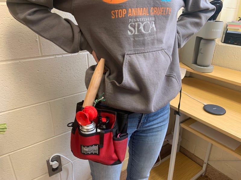 A mobile dog bite kit which the Pennsylvania SPCA suggests to use when taking a dog on a walk.