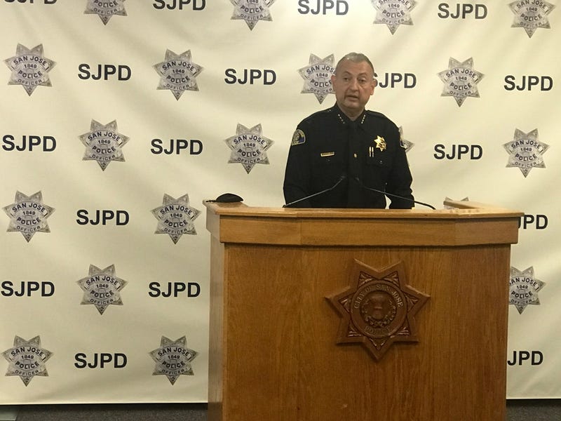 San Jose Police Chief Anthony Matta speaks to the media.