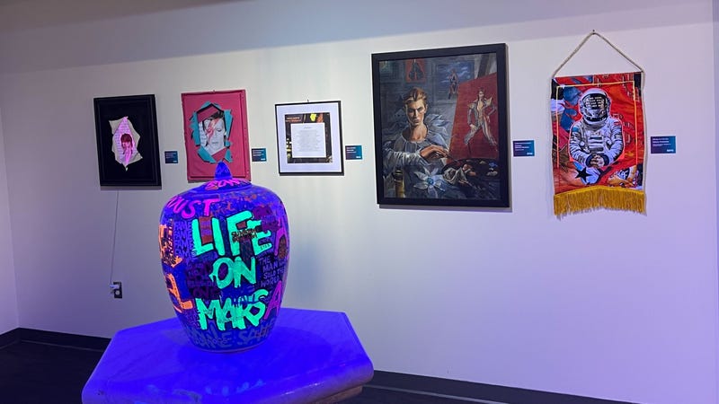 Artwork depicting David Bowie was on display during the fourth annual Bowie Bash at the National Liberty Museum, kicking off the 2024 edition of Philly Loves Bowie Week.