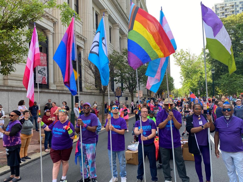 Flag carriers at the 2025 Pride month kickoff parade and festival.