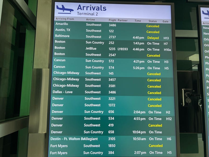 MSP Airport, Southwest, Cancelled Flights