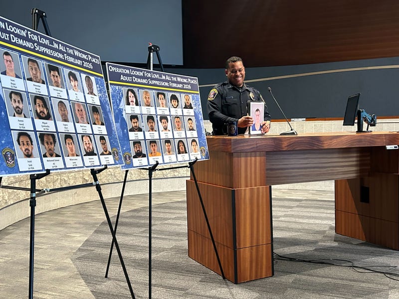 Bloomington Police Chief Booker Hodges detailing a record 30 arrests in the city’s latest human trafficking sting.