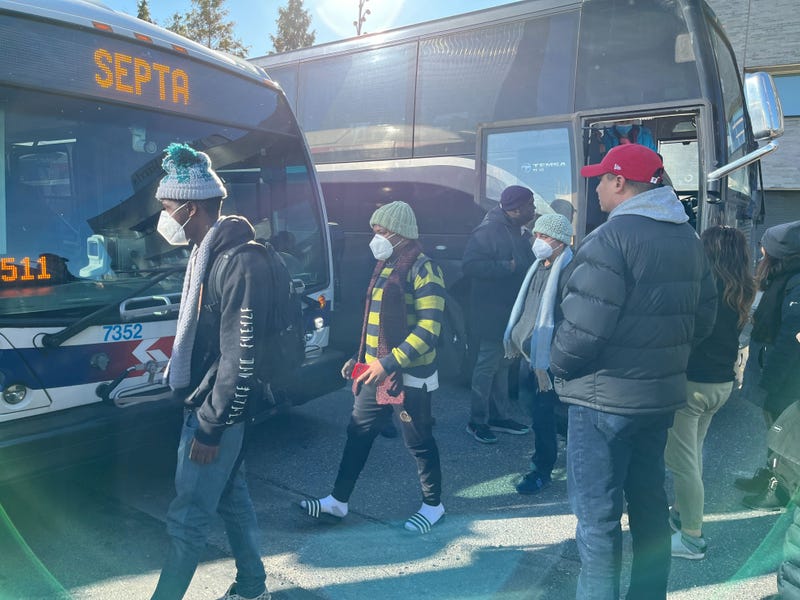 A second bus of migrants arrived in Philadelphia on Nov. 21, 2022.