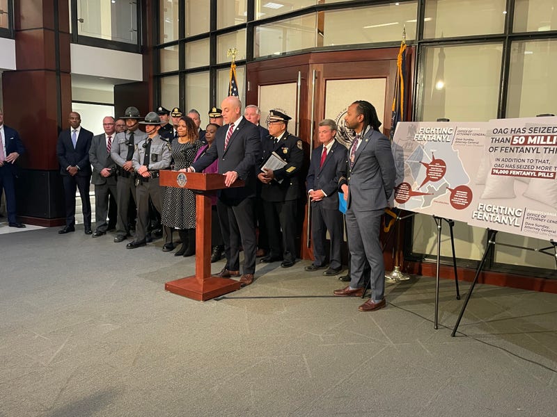 Pennsylvania Attorney General Dave Sunday, at a press conference in Philadelphia on Oct. 29, 2025, announces that the state has seized a record 50 million doses of fentanyl from Pennsylvania streets so far this year.