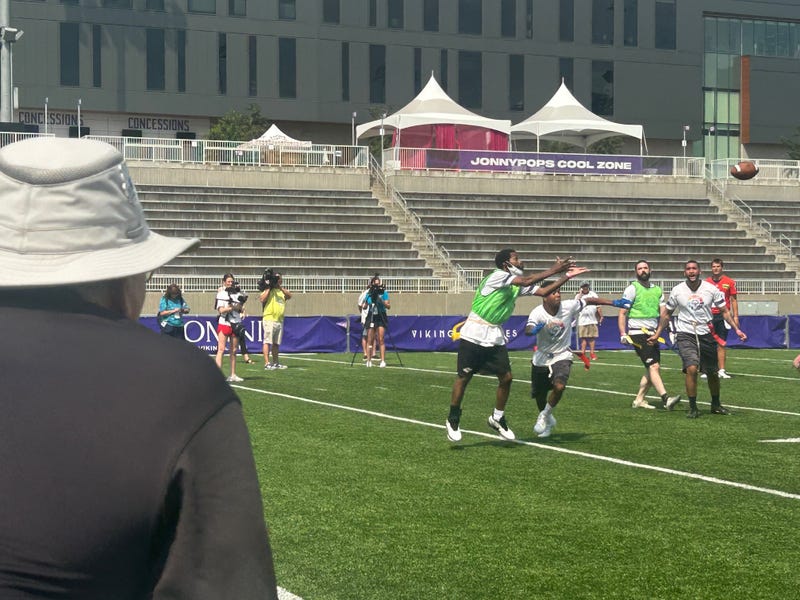 After 10 years with Special Olympics, Dennis Jackson from West St. Paul said he’s experiencing a lot of firsts lately, including being picked to play on Minnesota’s Special Olympics flag football team for the 2026 USA Games in June and an entire day alongside Vikings and Patriots players participating in a joint practice on Aug. 13 at Twin Cities Orthopedics (TCO) Performance Center in Eagan.