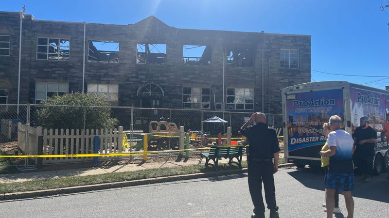 St. Francis of Assisi School in Springfield Township one day after a fire ripped through one of its buildings.